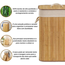 Cesto De Roupa Suja Bambu Dobravel Organizador Forrado Banheiro 60cm Grande Cesto Retangular