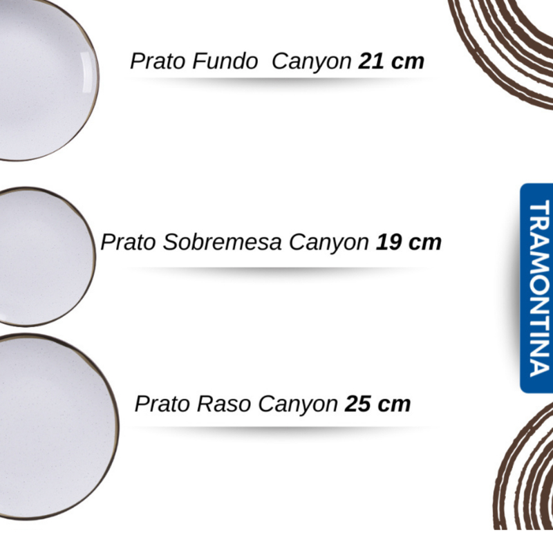 Aparelho de Jantar Tramontina Canyon em Porcelana Marmorizada – Kit com 4, 6 ou 12 Peças