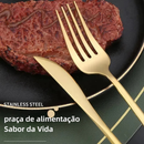 Belifou Kit 24 Jogo De Talheres Inoxidável Suprimentos Cozinha Talheres Dourados Talheres