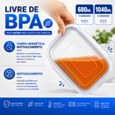 Kit 10 ou 5 Potes Vidro Hermético 1040ml Retangular 4 Travas Marmita Premium