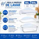 Kit 10 ou 5 Potes Vidro Hermético 1040ml Retangular 4 Travas Marmita Premium