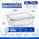 Kit 10 ou 5 Potes Vidro Hermético 1040ml Retangular 4 Travas Marmita Premium