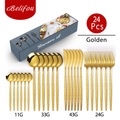 Belifou Kit 24 Jogo De Talheres Inoxidável Suprimentos Cozinha Talheres Dourados Talheres