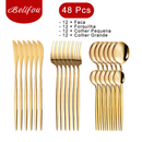 Belifou Kit 24 Jogo De Talheres Inoxidável Suprimentos Cozinha Talheres Dourados Talheres